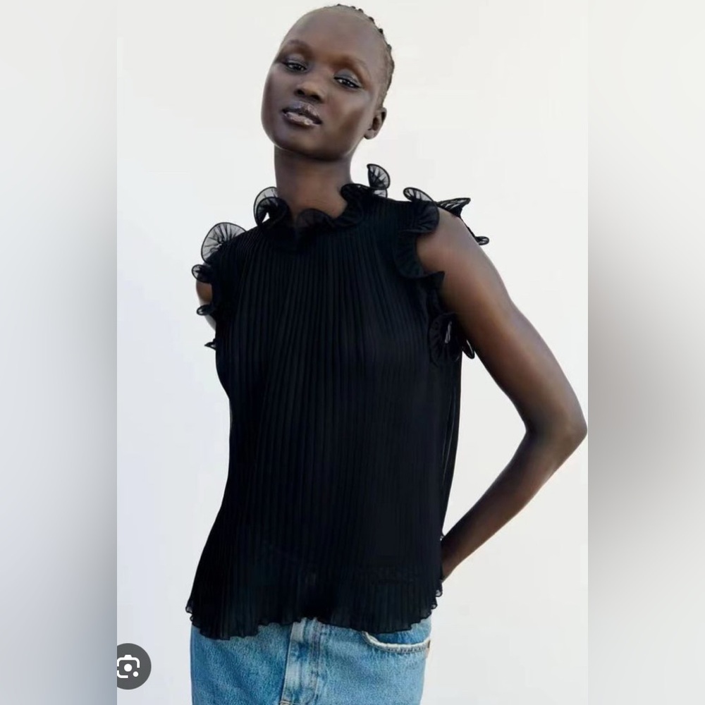 Zara Black Ruffled Blouse